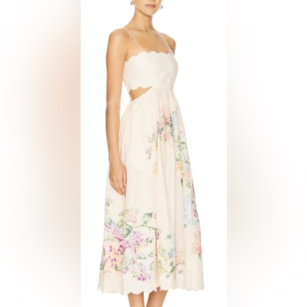 Christian Lacroix Cream Floral Midi Dress - Picture 3 of 12